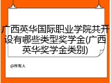 广西英华国际职业学院共开设有哪些类型奖学金(广西英华奖学金类别)