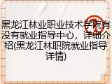 黑龙江林业职业技术学院有没有就业指导中心，详细介绍(黑龙江林职院就业指导详情)