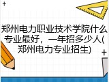 郑州电力职业技术学院什么专业最好，一年招多少人(郑州电力专业招生)