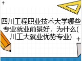 四川工程职业技术大学哪些专业就业前景好，为什么(川工大就业优势专业)