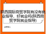 陕西国际商贸学院有没有就业指导，好就业吗(陕西商贸学院就业指导)