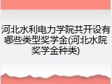 河北水利电力学院共开设有哪些类型奖学金(河北水院奖学金种类)