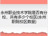 永州职业技术学院是否有分校，共有多少个校区(永州职院校区数量)