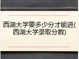 西湖大学要多少分才能进(西湖大学录取分数)