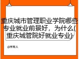 重庆城市管理职业学院哪些专业就业前景好，为什么(重庆城管院好就业专业)