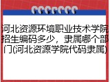 河北资源环境职业技术学院招生编码多少，隶属哪个部门(河北资源学院代码隶属)