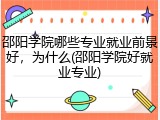 邵阳学院哪些专业就业前景好，为什么(邵阳学院好就业专业)