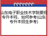 山东电子职业技术学院要招专升本吗，如何参考(山东专升本招生参考)