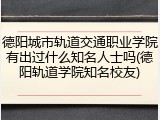 德阳城市轨道交通职业学院有出过什么知名人士吗(德阳轨道学院知名校友)