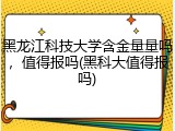 黑龙江科技大学含金量量吗，值得报吗(黑科大值得报吗)