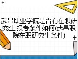武昌职业学院是否有在职研究生,报考条件如何(武昌职院在职研究生条件)