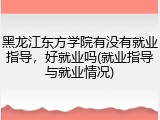 黑龙江东方学院有没有就业指导，好就业吗(就业指导与就业情况)