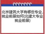 北京建筑大学有哪些专业，就业前景如何(北建大专业就业前景)