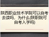陕西职业技术学院可以自考去读吗，为什么(陕职院可自考入学吗)