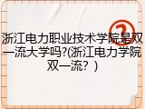 浙江电力职业技术学院是双一流大学吗?(浙江电力学院双一流？)