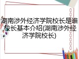 湖南涉外经济学院校长是谁,校长基本介绍(湖南涉外经济学院校长)