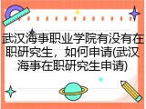 武汉海事职业学院有没有在职研究生，如何申请(武汉海事在职研究生申请)