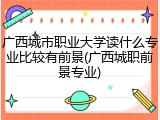 广西城市职业大学读什么专业比较有前景(广西城职前景专业)