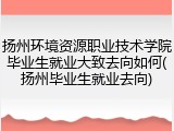 扬州环境资源职业技术学院毕业生就业大致去向如何(扬州毕业生就业去向)