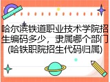 哈尔滨铁道职业技术学院招生编码多少，隶属哪个部门(哈铁职院招生代码归属)