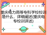 重庆电力高等专科学校校训是什么，详细阐述(重庆电专校训详述)