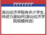 湖北经济学院有多少学生，师资力量如何(湖北经济学院规模师资)