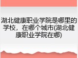 湖北健康职业学院是哪里的学校，在哪个城市(湖北健康职业学院在哪)