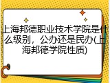 上海邦德职业技术学院是什么级别，公办还是民办(上海邦德学院性质)