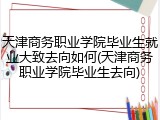 天津商务职业学院毕业生就业大致去向如何(天津商务职业学院毕业生去向)