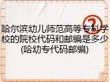 哈尔滨幼儿师范高等专科学校的院校代码和邮编是多少(哈幼专代码邮编)