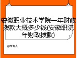 安徽职业技术学院一年财政拨款大概多少钱(安徽职院年财政拨款)