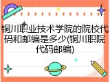 铜川职业技术学院的院校代码和邮编是多少(铜川职院代码邮编)