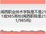 闽西职业技术学院是不是211或985高校(闽西职院是211/985吗)