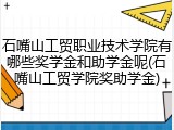 石嘴山工贸职业技术学院有哪些奖学金和助学金呢(石嘴山工贸学院奖助学金)