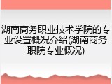 湖南商务职业技术学院的专业设置概况介绍(湖南商务职院专业概况)