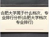 合肥大学属于什么档次，专业排行分析(合肥大学档次专业排行)