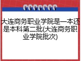大连商务职业学院是一本还是本科第二批(大连商务职业学院批次)