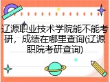 辽源职业技术学院能不能考研，成绩在哪里查询(辽源职院考研查询)