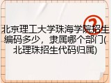 北京理工大学珠海学院招生编码多少，隶属哪个部门(北理珠招生代码归属)