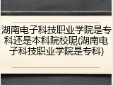 湖南电子科技职业学院是专科还是本科院校呢(湖南电子科技职业学院是专科)