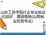 山东工商学院什么专业就业比较好，原因是啥(山商就业优势专业)