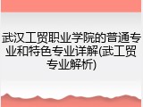 武汉工贸职业学院的普通专业和特色专业详解(武工贸专业解析)