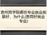 贵州商学院哪些专业就业前景好，为什么(贵商好就业专业)