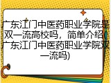 广东江门中医药职业学院是双一流高校吗，简单介绍(广东江门中医药职业学院双一流吗)