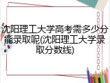 沈阳理工大学高考需多少分能录取呢(沈阳理工大学录取分数线)