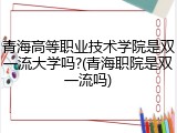 青海高等职业技术学院是双一流大学吗?(青海职院是双一流吗)