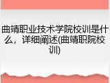 曲靖职业技术学院校训是什么，详细阐述(曲靖职院校训)