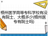 梧州医学高等专科学校有没有院士，大概多少(梧州医专有院士吗)