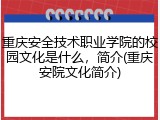 重庆安全技术职业学院的校园文化是什么，简介(重庆安院文化简介)