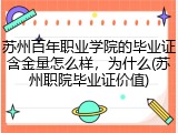 苏州百年职业学院的毕业证含金量怎么样，为什么(苏州职院毕业证价值)